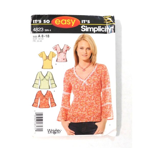 Simplicity Other - Simplicity 4823 Misses Pullover Tops Size 8-18 Sewing Pattern Uncut